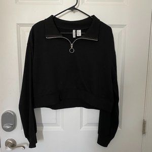 Cropped Sweatshirt with Ring Zipper